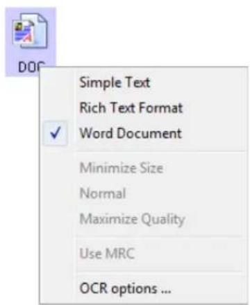 DOC Simple Text Rich Text Format Word Document Minimize Size Normal Maximize Quality Use MRC OCR options ...