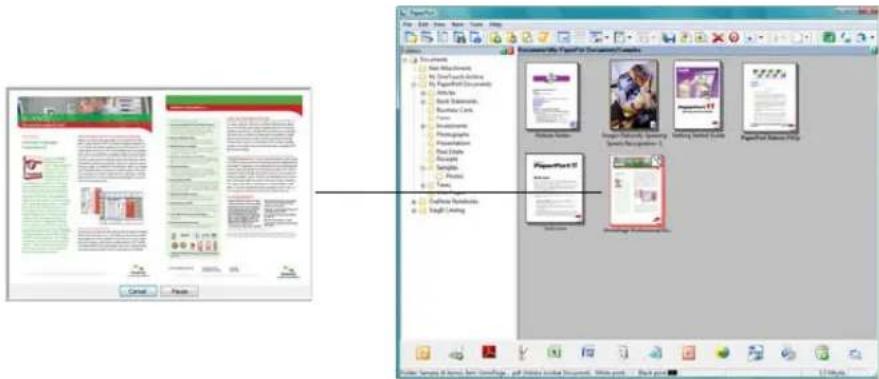 Screenshot of a legacy software interface showing a document editing workspace and its file explorer with folder navigation and image thumbnails.