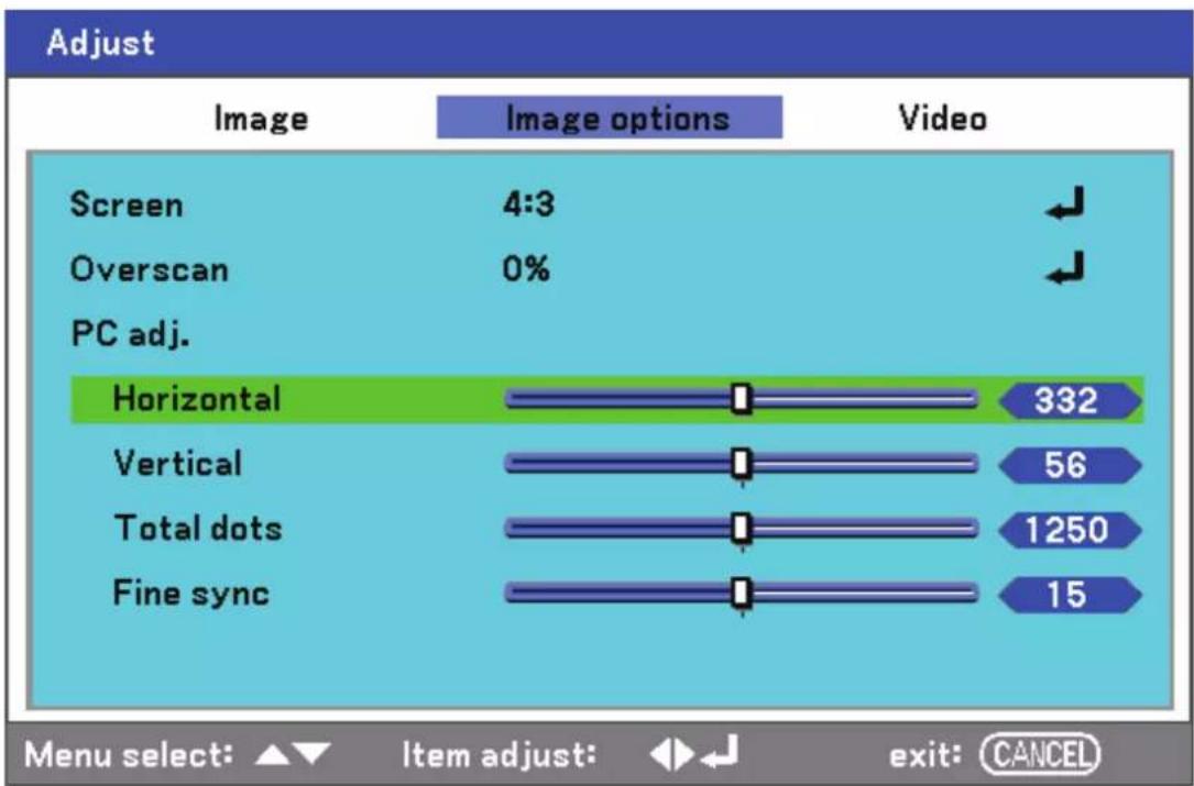 VIVITEK D5500 - Image options menu - 1