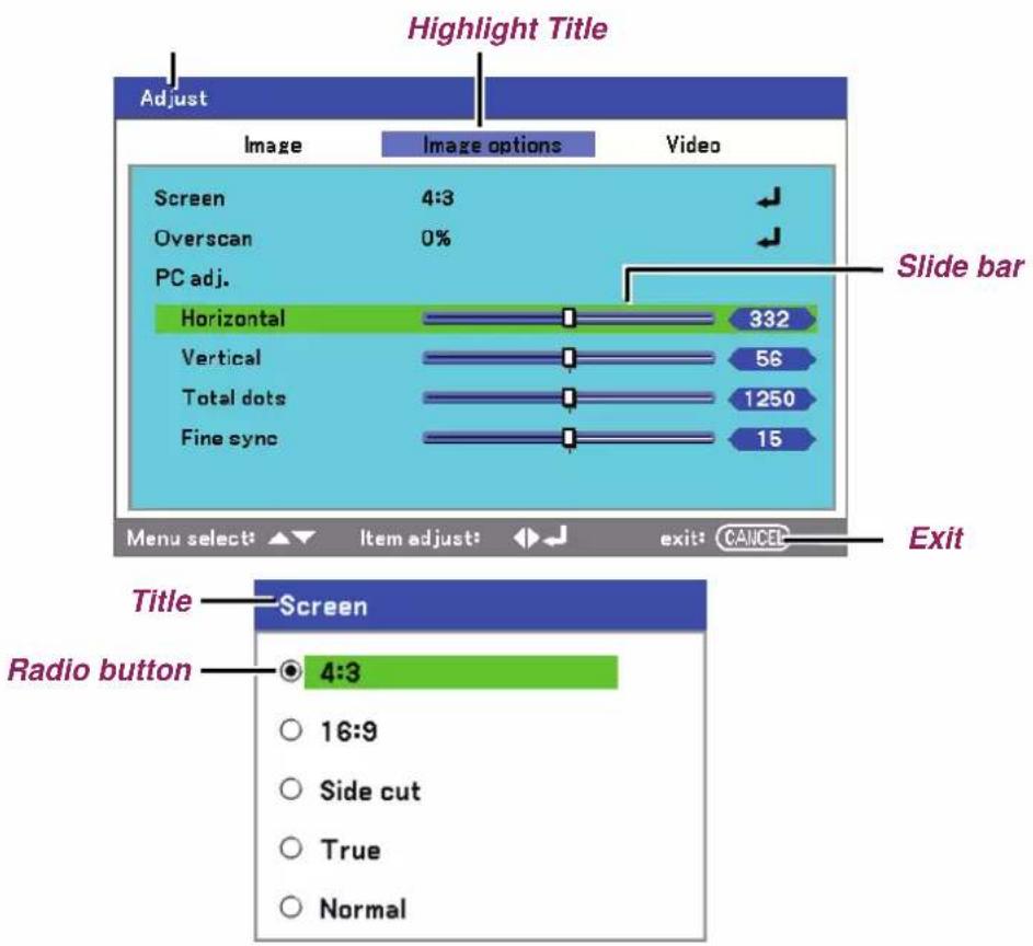VIVITEK D5500 - Menu Elements - 1