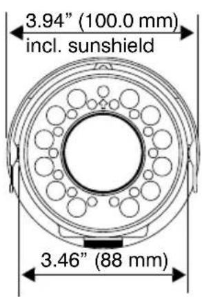 3.94" (100.0 mm) incl. sunshield 3.46" (88 mm)