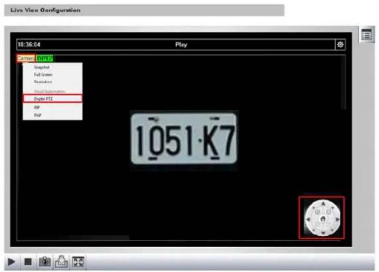Live View Configuration 10:36:04 Play Camera DPTZ Snapshot Full Screen Resolution Visual Automation Digital PTZ PP PAP 1051·K7