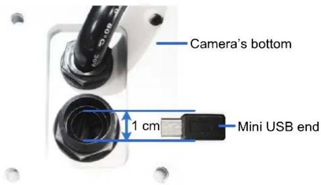Camera's bottom 1 cm Mini USB end