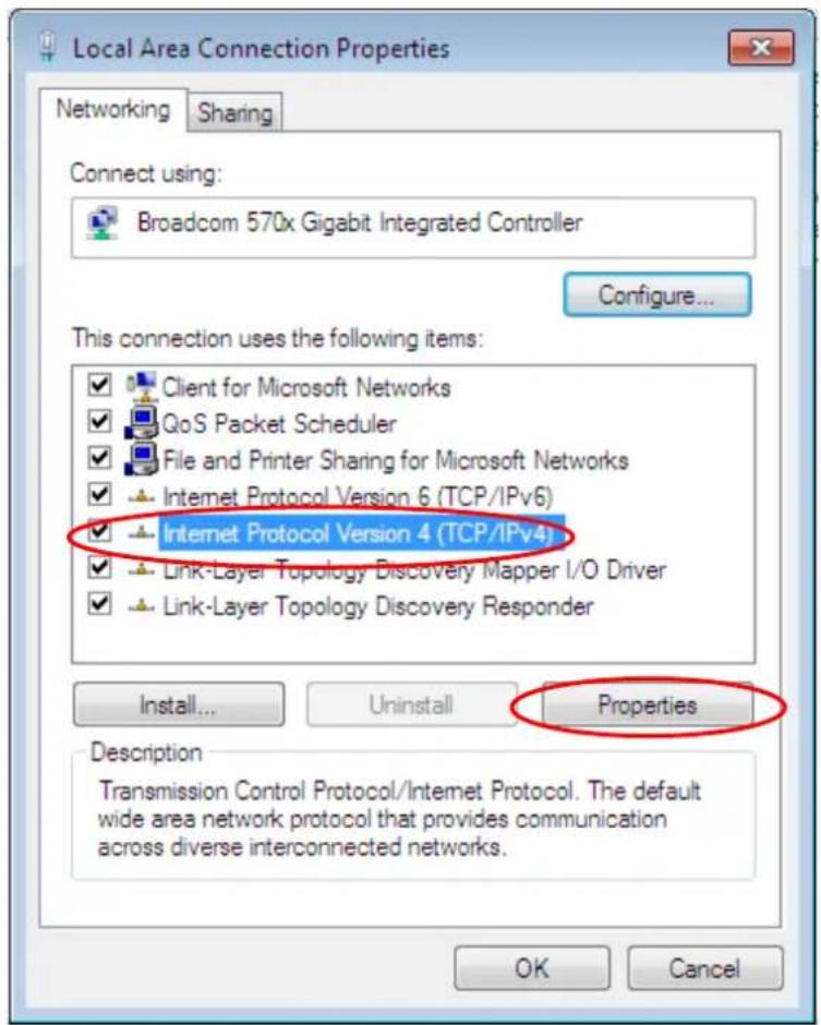 Local Area Connection Properties Networking Sharing Connect using: Broadcom 570x Gigabit Integrated Controller Configure... This connection uses the following items: ✓ Client for Microsoft Networks ✓ QoS Packet Scheduler ✓ File and Printer Sharing for Microsoft Networks ✓ Internet Protocol Version 6 (TCP/IPv6) ✓ Internet Protocol Version 4 (TCP/IPv4) ✓ Link-Layer Topology Discovery Mapper I/O Driver ✓ Link-Layer Topology Discovery Responder Install... Uninstall Properties Description Transmission Control Protocol/Internet Protocol. The default wide area network protocol that provides communication across diverse interconnected networks. OK Cancel