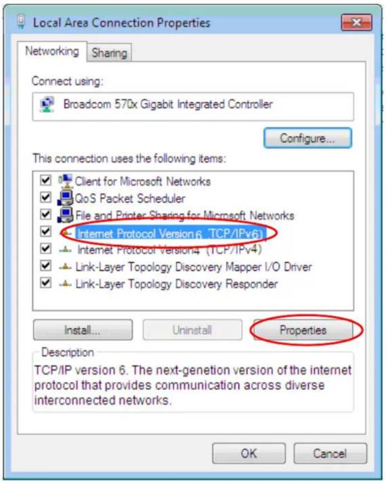 Local Area Connection Properties Networking Sharing Connect using: Broadcom 570x Gigabit Integrated Controller Configure... This connection uses the following items: ✓ Client for Microsoft Networks ✓ QoS Packet Scheduler ✓ File and Printer Sharing for Microsoft Networks ✓ Internet Protocol Version 6 (TCP/IPv6) ✓ Internet Protocol Version 4 (TCP/IPv4) ✓ Link-Layer Topology Discovery Mapper I/O Driver ✓ Link-Layer Topology Discovery Responder Install... Uninstall Properties Description TCP/IP version 6. The next-genetion version of the internet protocol that provides communication across diverse interconnected networks. OK Cancel