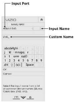 VIZIO Reference RS120-B3 - RENAMING DEVICES ON THE INPUT MENU - 1