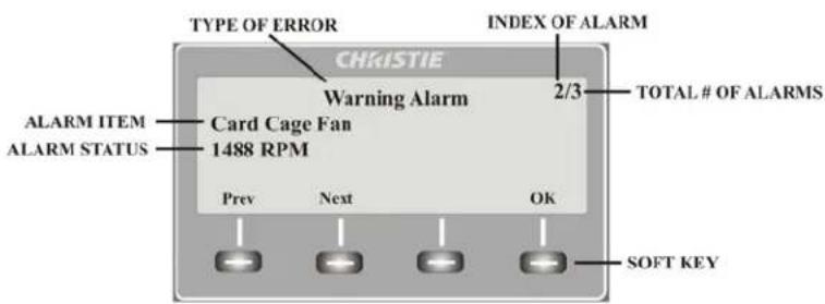 Christie Roadster HD16K - Alarm Conditions - 1