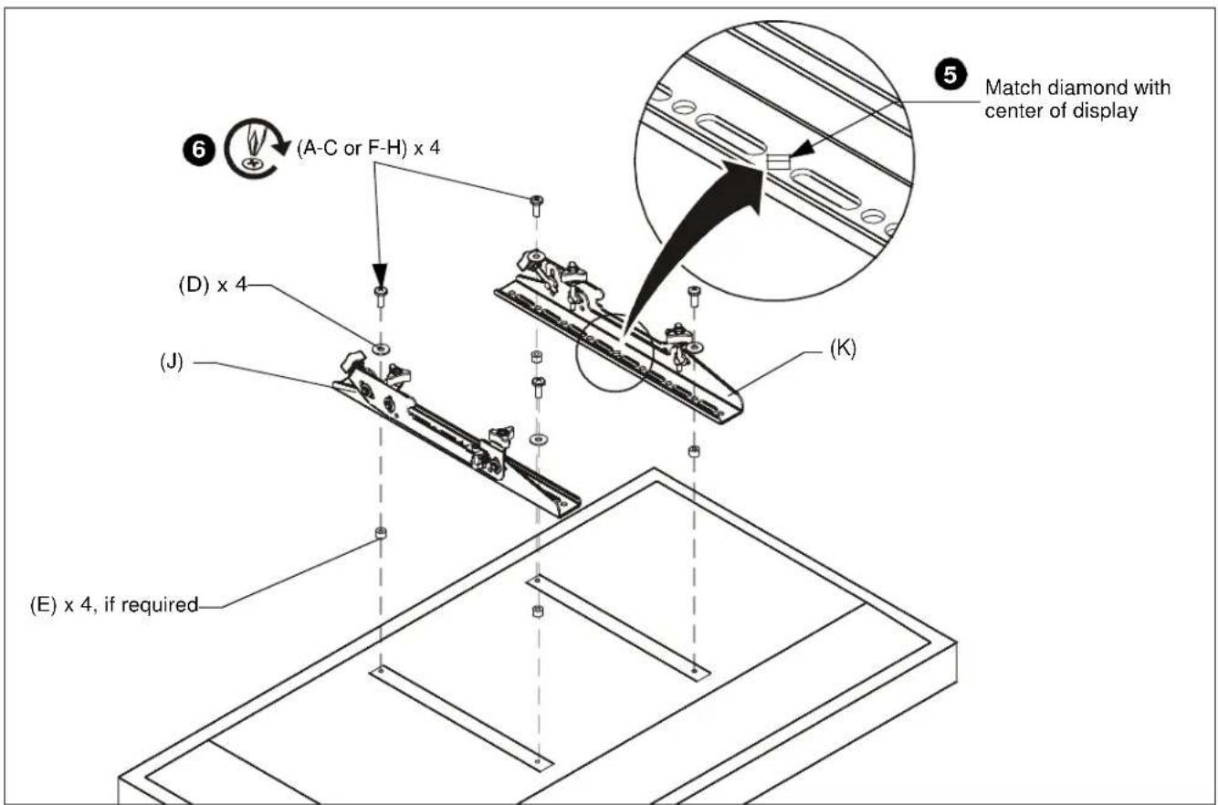 (A-C or F-H) x 4 (D) x 4 (J) (E) x 4, if required (K) Match diamond with center of display