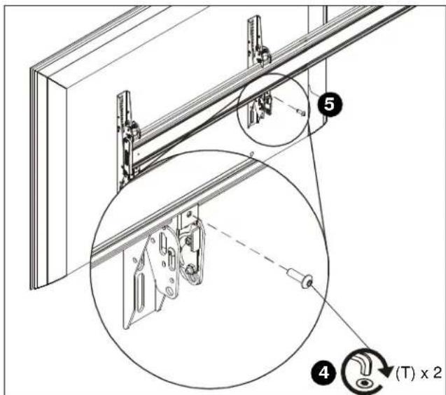 Technical diagram showing mechanical assembly with labeled components and a magnified detail view of a component with rotational arrow (T) × 2.