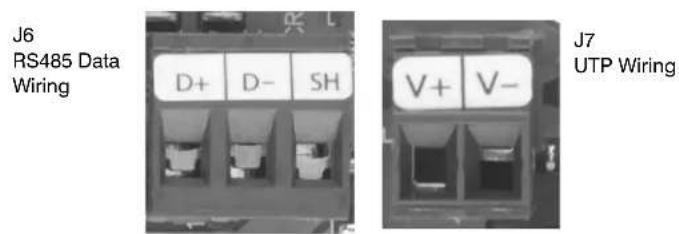 J6 RS485 Data Wiring D+ D- SH V+ V- J7 UTP Wiring