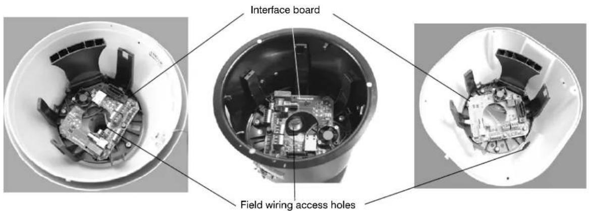 Interface board Field wiring access holes