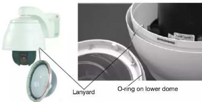 Lanyard O-ring on lower dome