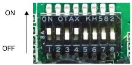ON OFF ON OTAX KHS82 1 2 3 4 5 6 7 8