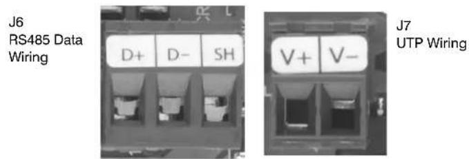 J6 RS485 Data Wiring D+ D- SH V+ V- J7 UTP Wiring