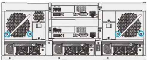 Technical diagram of a server rack layout with labeled equipment and ports