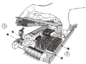 Technical diagram of a mechanical device with numbered components and labeled parts