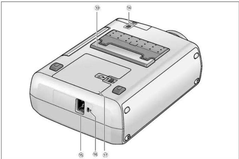 Technical diagram of a device with numbered components for identification