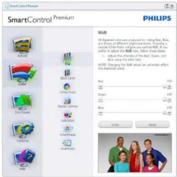 SmartControl Premium SmartControl Premium PHILIPS RGB All insured colors are produced by mixed red, blue, and green at different brightness levels. Checking a virtual kitchen panel will give you optimal RGB. If you prefer to adjust the RGB noise, follow these steps. 1. Adjust the randomness of the l…