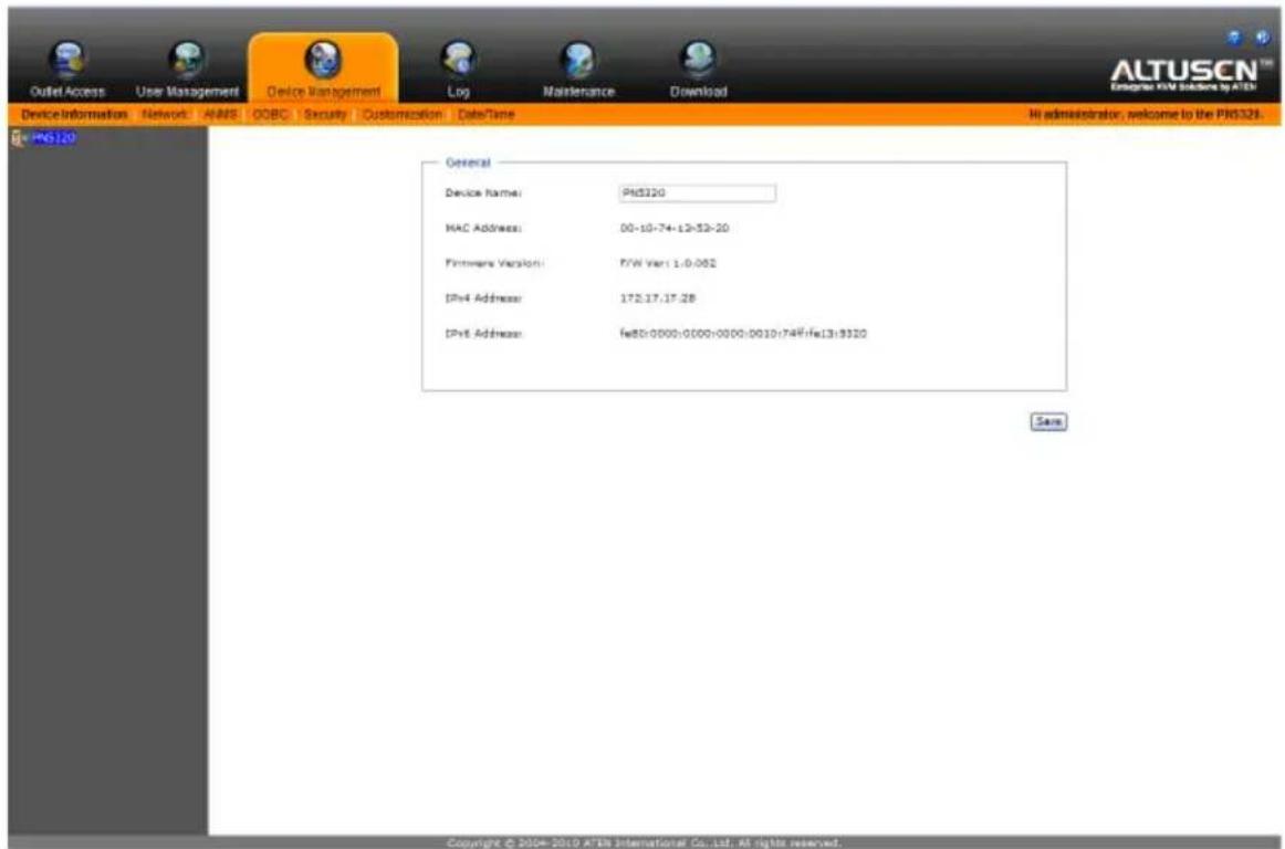 ATEN Power Over the NET PN5320 - Device Information - 1