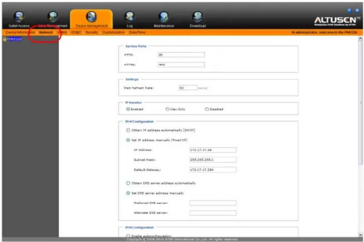 ATEN Power Over the NET PN5320 - Network Configuration - 1