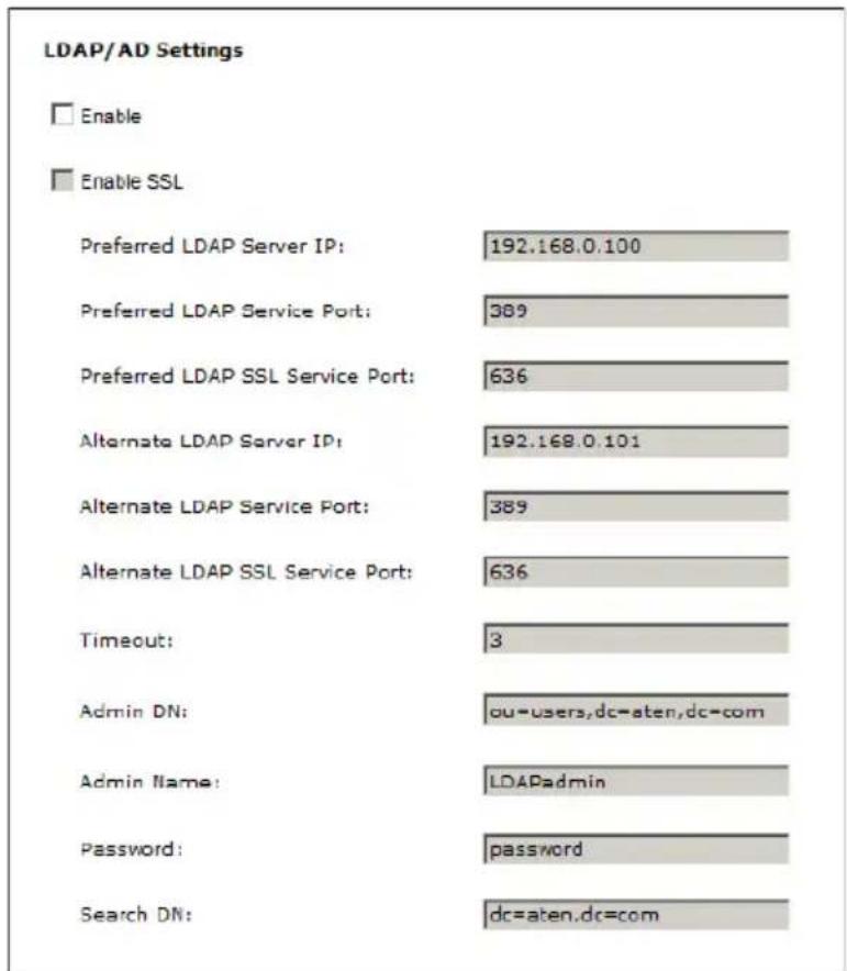 ATEN Power Over the NET PN5320 - LDAP/AD Settings - 1