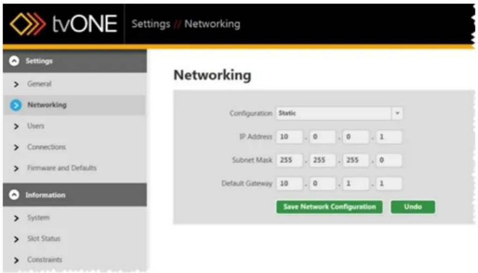 TV One C3-540 - Using a Static IP - 2