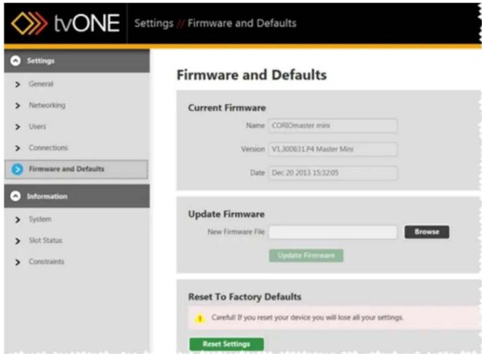 TV One C3-540 - Firmware and Defaults - Current Firmware - 2
