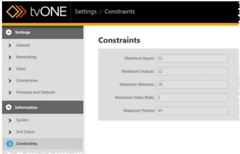 TV One C3-540 - Constraints - 2