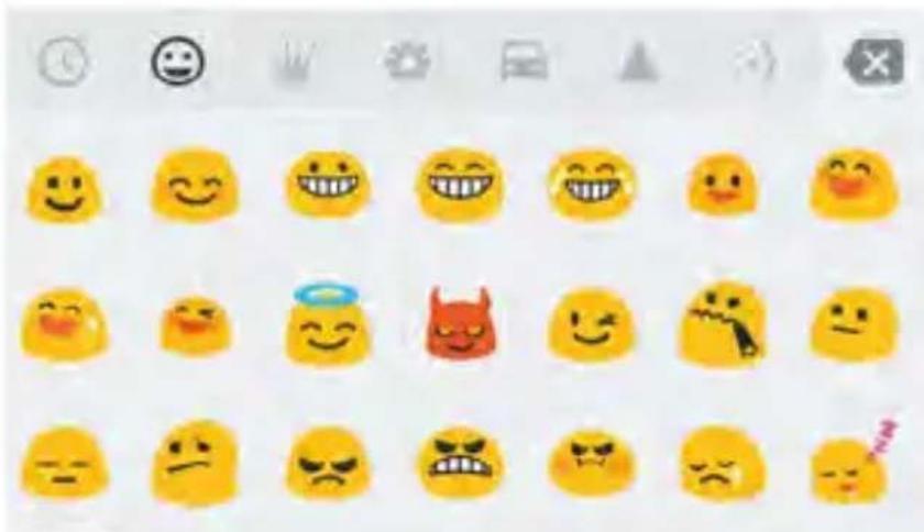 Grid of emoji face icons with various emotions and facial expressions, including smiling, angry, and sad faces.