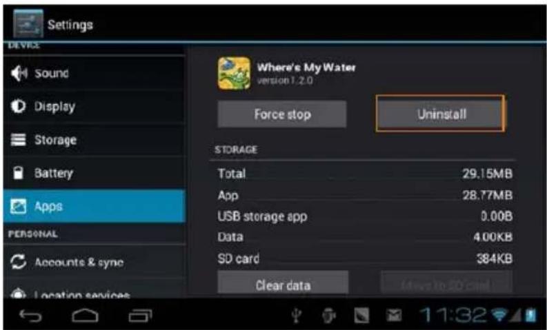 Sungale CyberUs ID720WTA - » To Uninstall an Application - 1