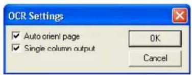 OCR Settings ✓ Auto orient page ✓ Single column output OK Cancel