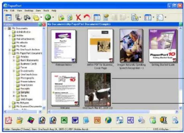PaperPort File Edit View Desktop Tools Help My Documents: My PaperPort Documents\Samples Release Notes Better PDF for Business_ Cover Page Oregon Naturally Sprinking Speech Recognition -1 PaperPort 10 Getting Started Guide Welcome One Touch Web 47, 2004 (1)