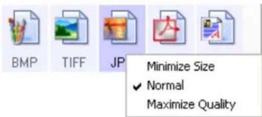 BMP TIFF JP Minimize Size ✓ Normal Maximize Quality