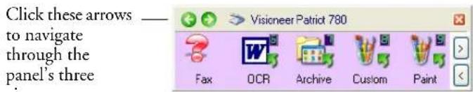 Click these arrows — to navigate through the panel's three Fax OCR Archive Custom Paint