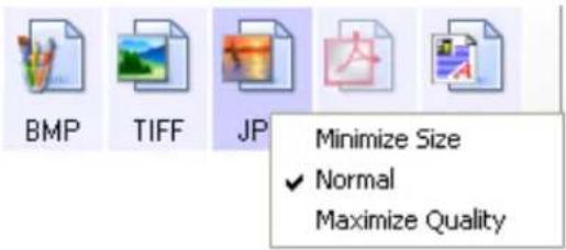 BMP TIFF JP Minimize Size ✓ Normal Maximize Quality
