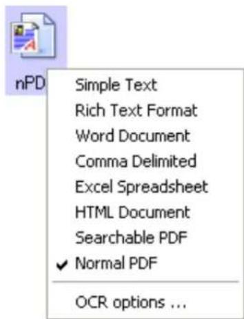 nPD Simple Text Rich Text Format Word Document Comma Delimited Excel Spreadsheet HTML Document Searchable PDF ✓ Normal PDF OCR options ...