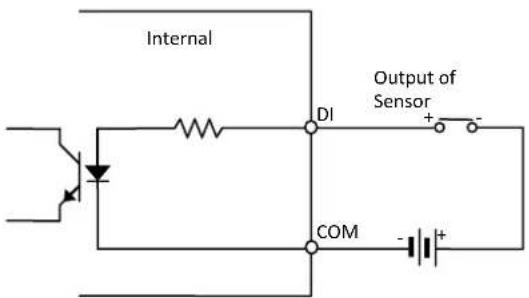 Internal DI Output of Sensor + - COM - +