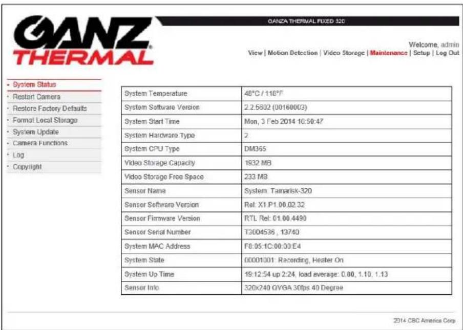 Ganz ZNT6-HAT2FN32 - SYSTEM STATUS - 1
