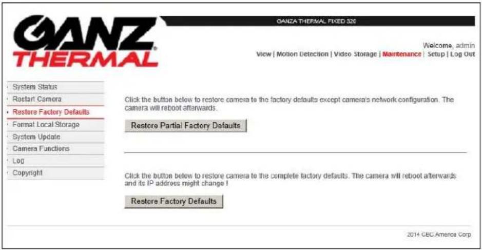 Ganz ZNT6-HAT1FN20 - RESTORE FACTORY DEFAULTS - 1