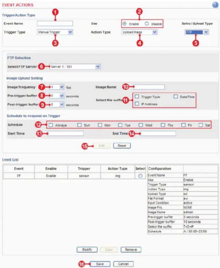 KT&C KNC-LDi40 - Action configuration for [Manual Trigger + Upload Image + FTP] - 1