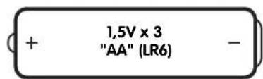 + 1,5V x 3 "AA" (LR6) -