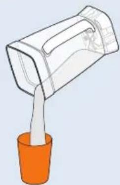 Illustration of a hand pouring liquid into a container (no text or symbols)