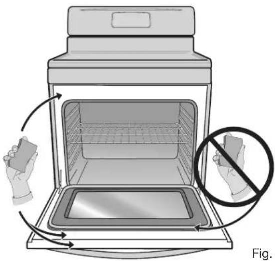 Diagram illustrating a cooking process with hand holding a tool and no clear action indicated by a prohibition symbol.