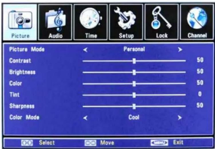 SunBriteTV Signature 5565HD - Picture Menu - 1