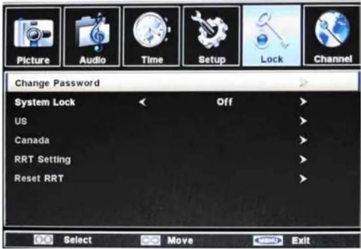 SunBriteTV Signature 5565HD - lock Menu Sub-Menu - 1