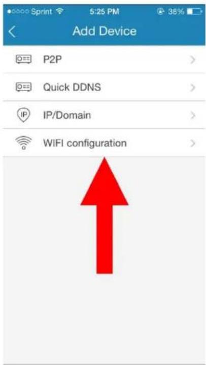 Add Device P2P Quick DDNS IP IP/Domain WIFI configuration