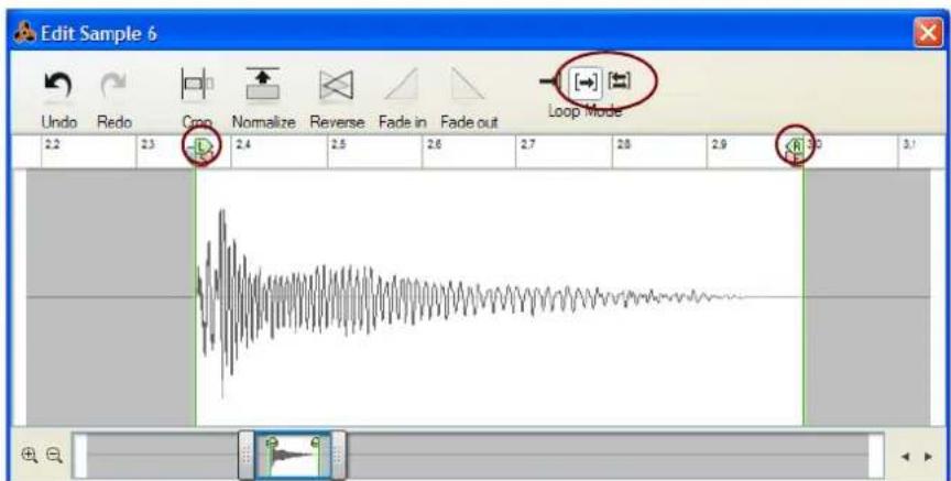 Edit Sample 6 Undo Redo Crop Normalize Reverse Fade in Fade out Loop Mode 2.2 2.3 2.4 2.5 2.6 2.7 2.8 2.9 3.0 3.1