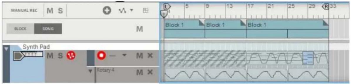 MANUAL REC M S BLOCK SONG M Synth Pad M S Rotary 4 M X Block 1 Block 1 Block 1
