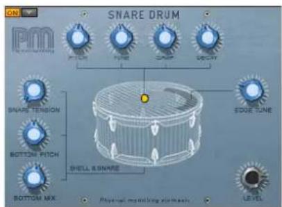ON SNARE DRUM PUMS PULSE SPRING SPINCE SNARE TENSION BOTTOM PITCH BOTTOM MIX SHELL & SNARE EDGE TUNE LEVEL Physical mass and light at home