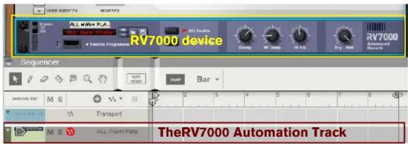 RV7000 device Sequencer MANUAL SET M S + M S W ALL Warm Rate RV7000 Automation Track RV7000 AVANCED RECORD